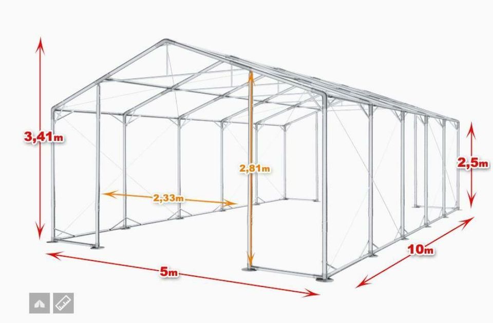 Starke Lagerhalle Ganzjährig 5x10x2,5 Garagenzelt INDUSTRIEZELT in Görlitz