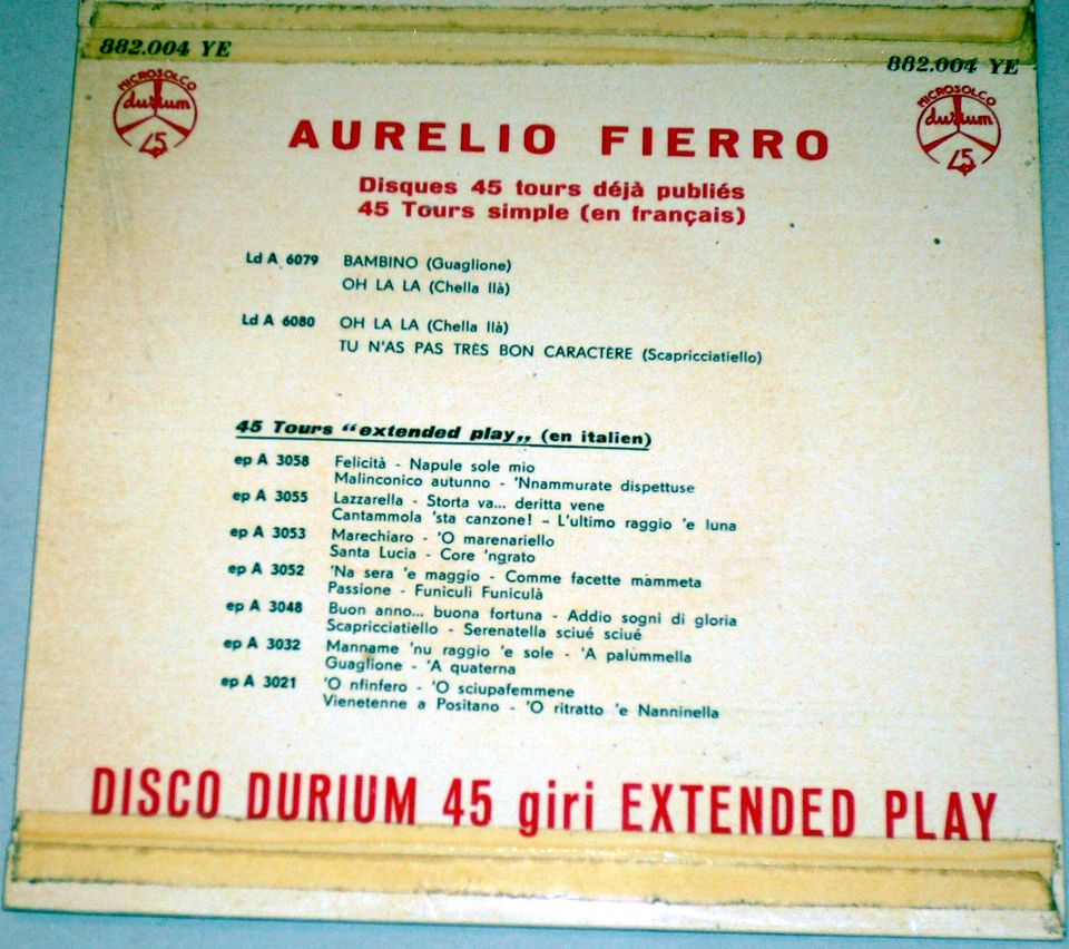 Schallplatten:  2 x Aurelio Fierro in Oberursel (Taunus)