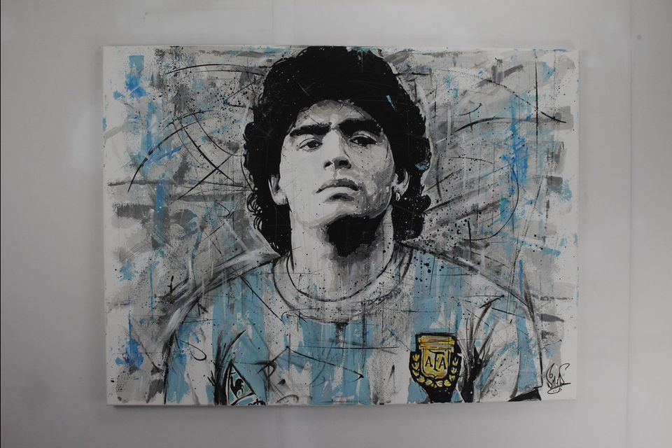 Vincent Mink - Portrait Painting of the legendary Diego Maradona in Horstmar