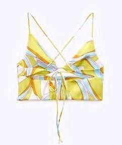 ZARA Bustier Crop Top Satin Pucci S 36 bauchfrei neu bunt pastell in München