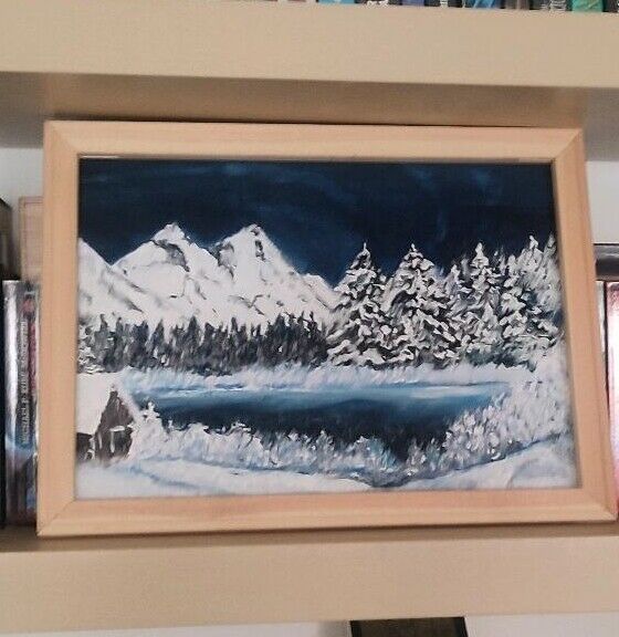 Acrylbild Bild auf Leinwand Winterlandschaft See Berge in Lübeck