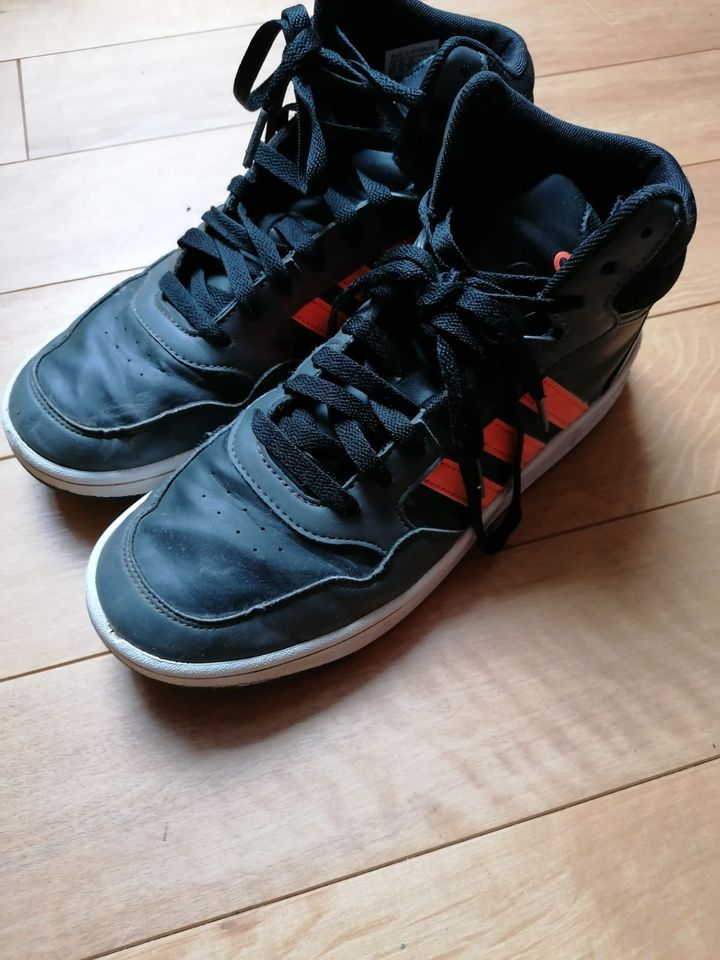 Adidas hohe Sneaker gebraucht schwarz orange 39 40 in Mörlenbach