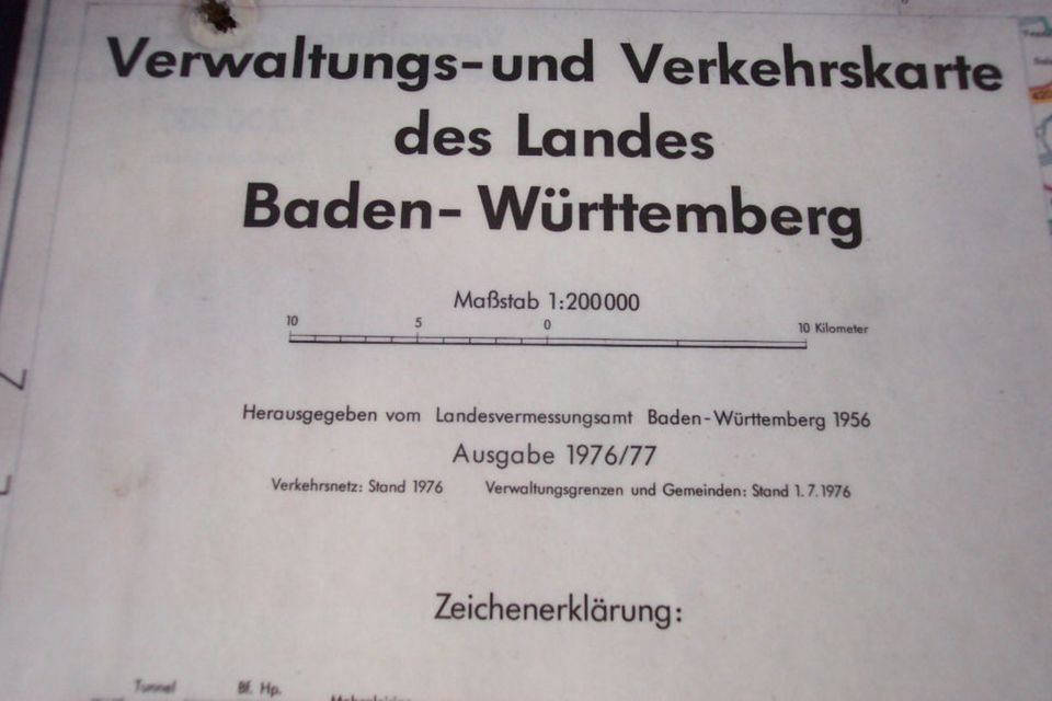 Verwaltungskarte Verkehrskarte Landkarte Baden Württemberg 1976 in Gaildorf