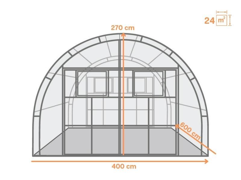 Gewächshaus 4x4 m (bis 4x20 m)  Frieda, 6 - 10 mm Polycarbonat in Klein Rogahn