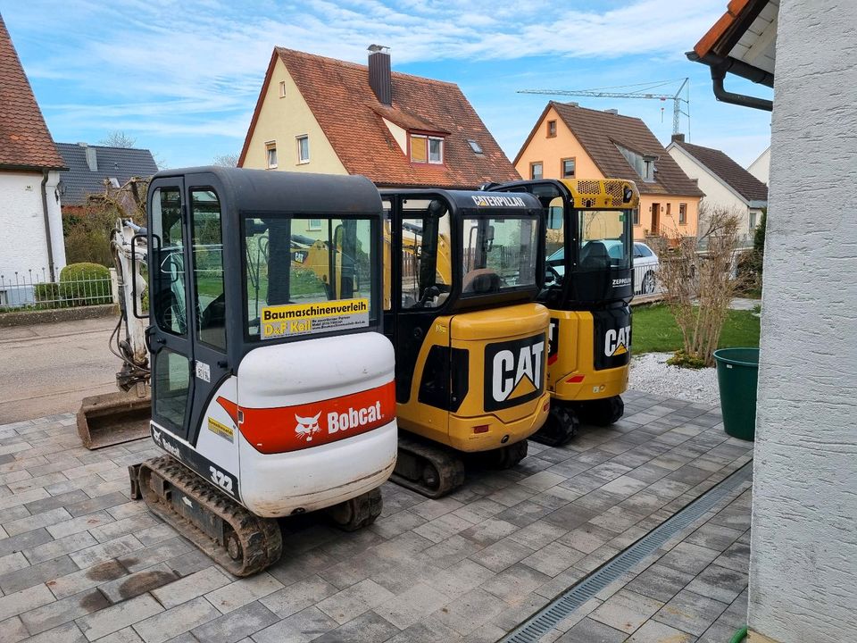 Minibagger Bobcat/CAT mit Fahrer zum vermieten/leihen in Leutershausen