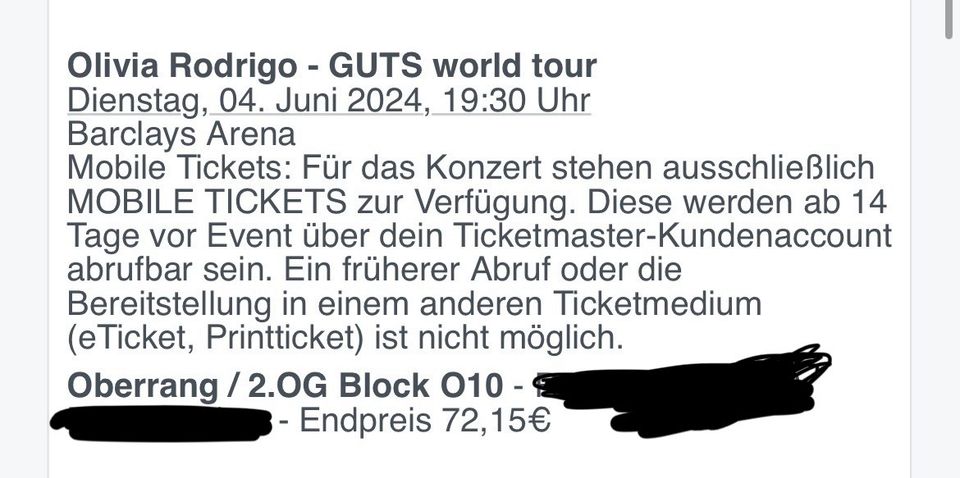 Olivia Rodrigo Guts Tour Ticket Hamburg in Hamburg