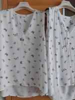 Sommer Bluse Achselhemd Tunika Gr.42 44 weiß Schmetterlinge Bayern - Augsburg Vorschau