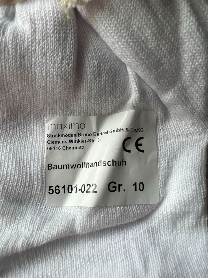 4x Baumwollhandschuhe Stoff (10er Packen ) weiß Gr. 10 in Moormerland