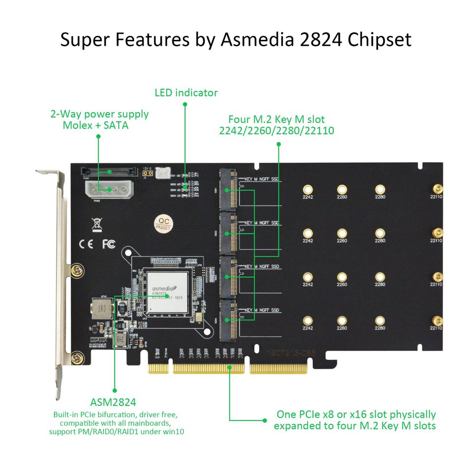 ADWITS Quad-M.2-NVMe-SSD-PCIe-16x-8x-Adapter in Braunschweig