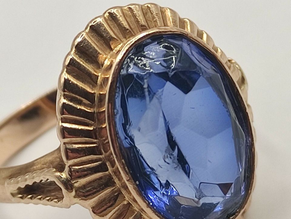 Antiker russischer 583 Gold Blautopas Ring 14k (585) Vintage in Reinstorf