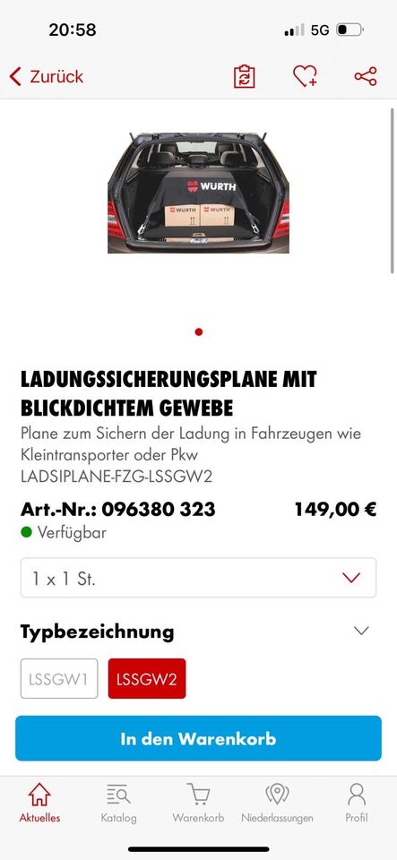 Ladungssicherungsplane blickdicht Fa. Würth in Herrieden