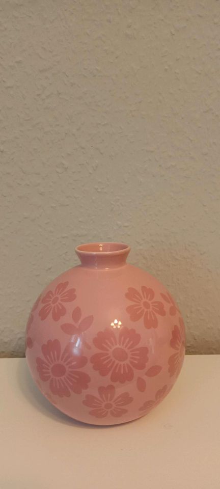 Rosa Blumenvase - Boho Vase - Porzellanvase - Kugelvase in Essen