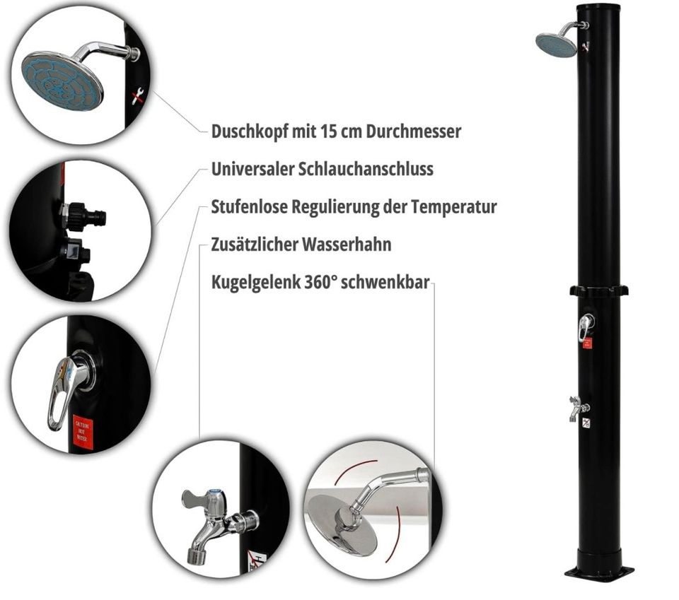 Solardusche 35l, Wasserhahn, Schlauchanschluss NEU!!! in Karlstein