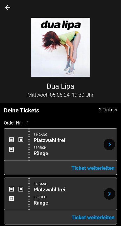 2x Dua Lipa Konzert Berlin Waldbühne 05.06.2024 in Geislingen an der Steige