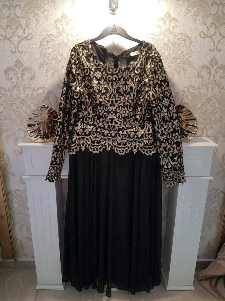 Abendkleid Kleid schwarz gold Strass Sima Couture Sera Bella 48 in Uslar