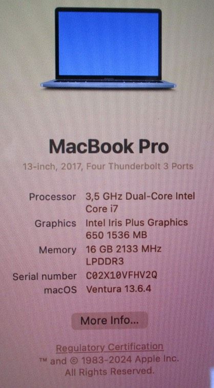 MacBook Pro,  Fa. Apple, Prozessor 3,5 GHz Dual-Core i7 16GB in Dietersheim