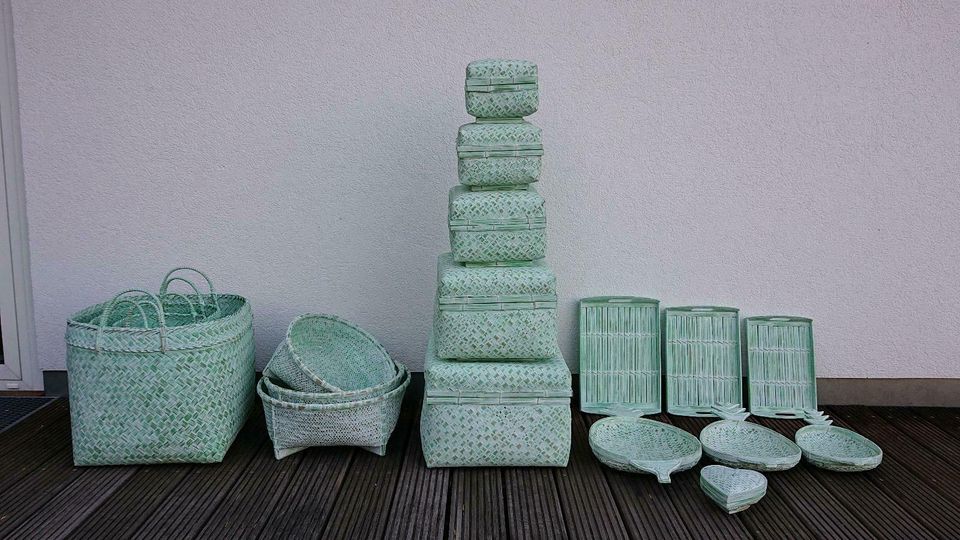 Korbwaren Boxen und Körbe aus Bambus grün NEU ab 16€ in Kleinblittersdorf