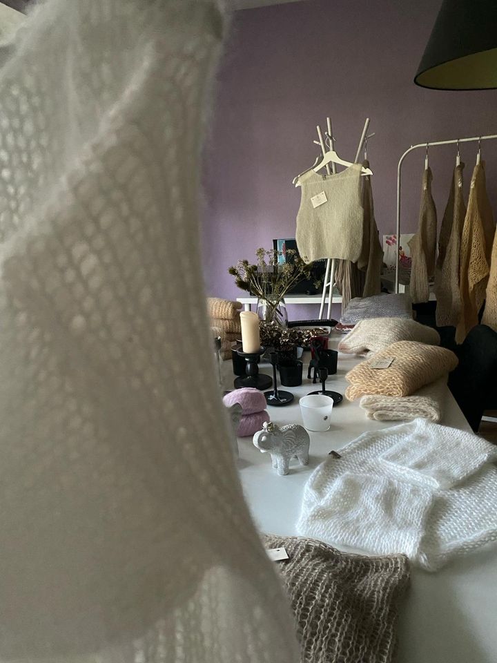 Braut Pulli Hochzeit Mohair Seide Pullover weiß kurz kastig in Lilienthal