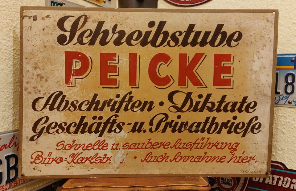 Stahlblechschild  Schreibstube -Original in Essen