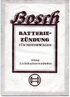 Bosch Anleitung Heft Batteriezündung für Motorwagen 1935 Baden-Württemberg - Schopfheim Vorschau
