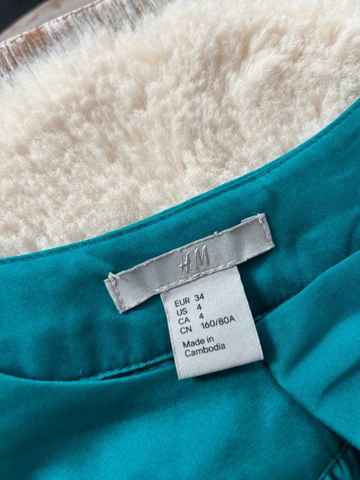 Türkis/Petrol Kleid mit Schleife H&M //Gr.34 in Hameln