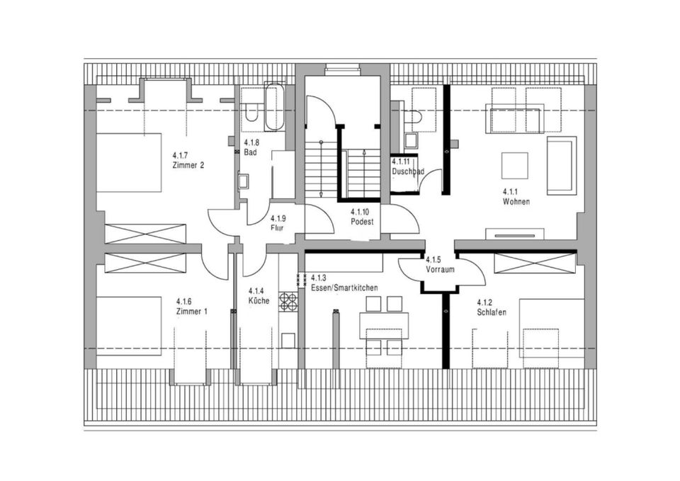 Penthouse-Appartment mit 5 Zimmern, 2 Bädern, Küche & Durchreiche in Essen