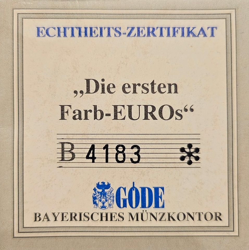 10 Euro Farb Münze - 1998 Gekapselt mit Zertifikat in Berlin