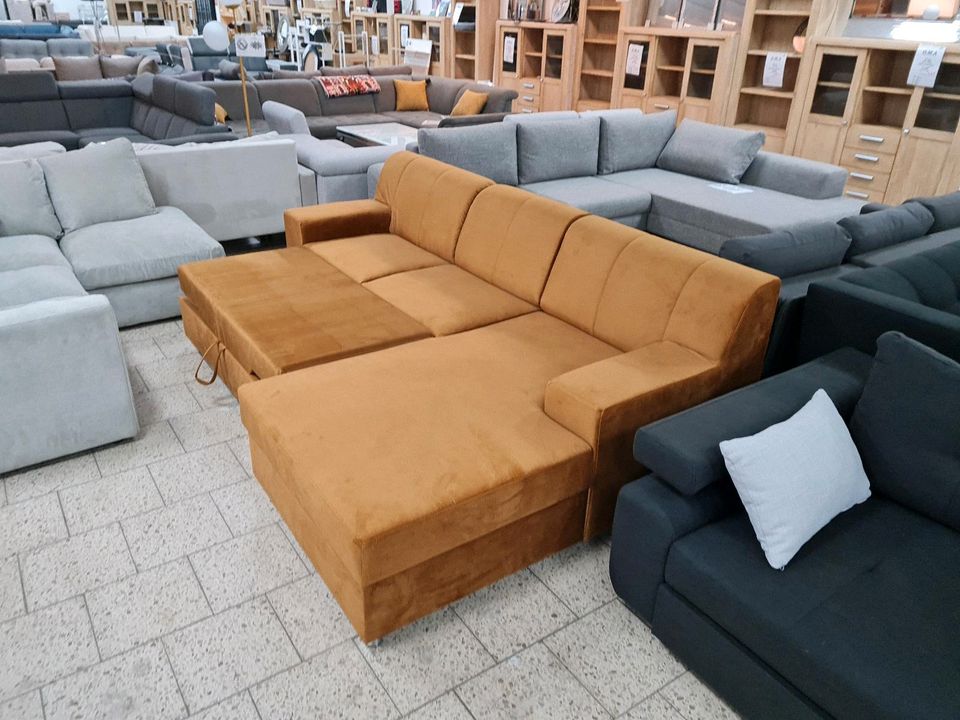 Sofa Couch Ecksofa Schlafsofa Bettkasten Samt Möbel UVP 1389€ in Herbstein