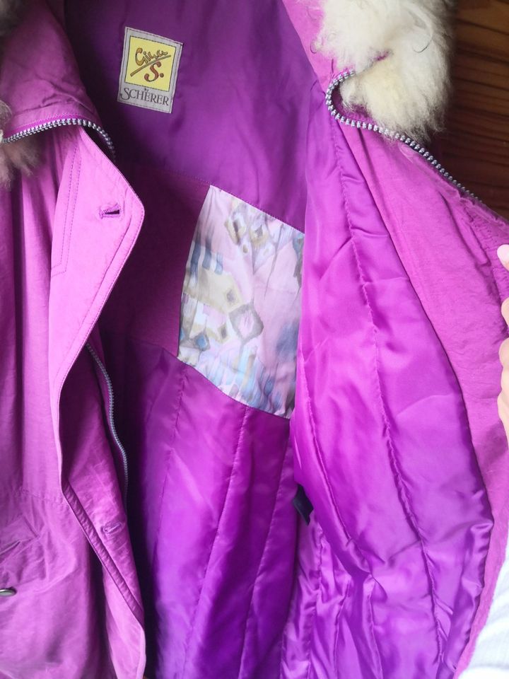 DDR Retro Vintage Parka Winterjacke Damen pink lila Kunstfell 42 in Leipzig