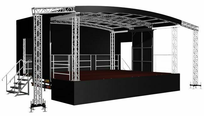 Mobile Bühne Trailerbühne Stage Open Air Rundbogen 8x6m mieten in Oberreichenbach