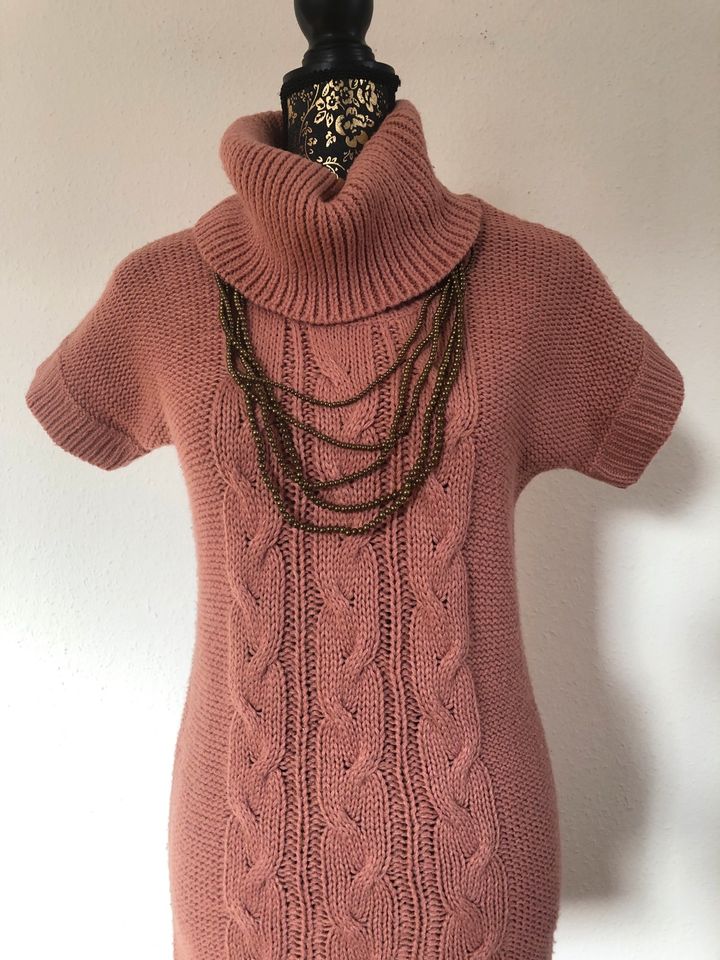 Strickpullover, langer Pullover, Kleid, Rollkragen, Zopfmuster in Göppingen