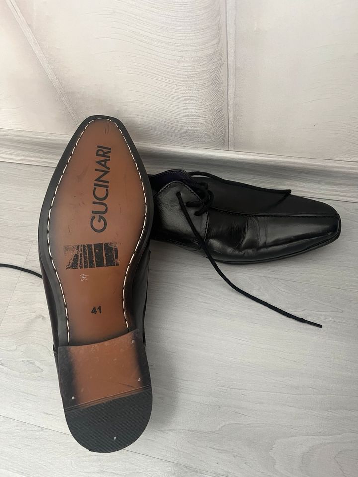 GUCINARI Herren Spitzschuhe Größe 41 Leder Schuhe schwarz in Augsburg