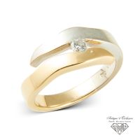 18K 750 Weißgold Gold Bicolour Diamant 0,14 cT. T. Damen Spannring Ring Neuwertig RG 60 Zertifikat Weihnachten Geschenk DHL Versand Händler Damenring Echtschmuck Neuwertig Top Geschenksset Rheinland-Pfalz - Igel Vorschau