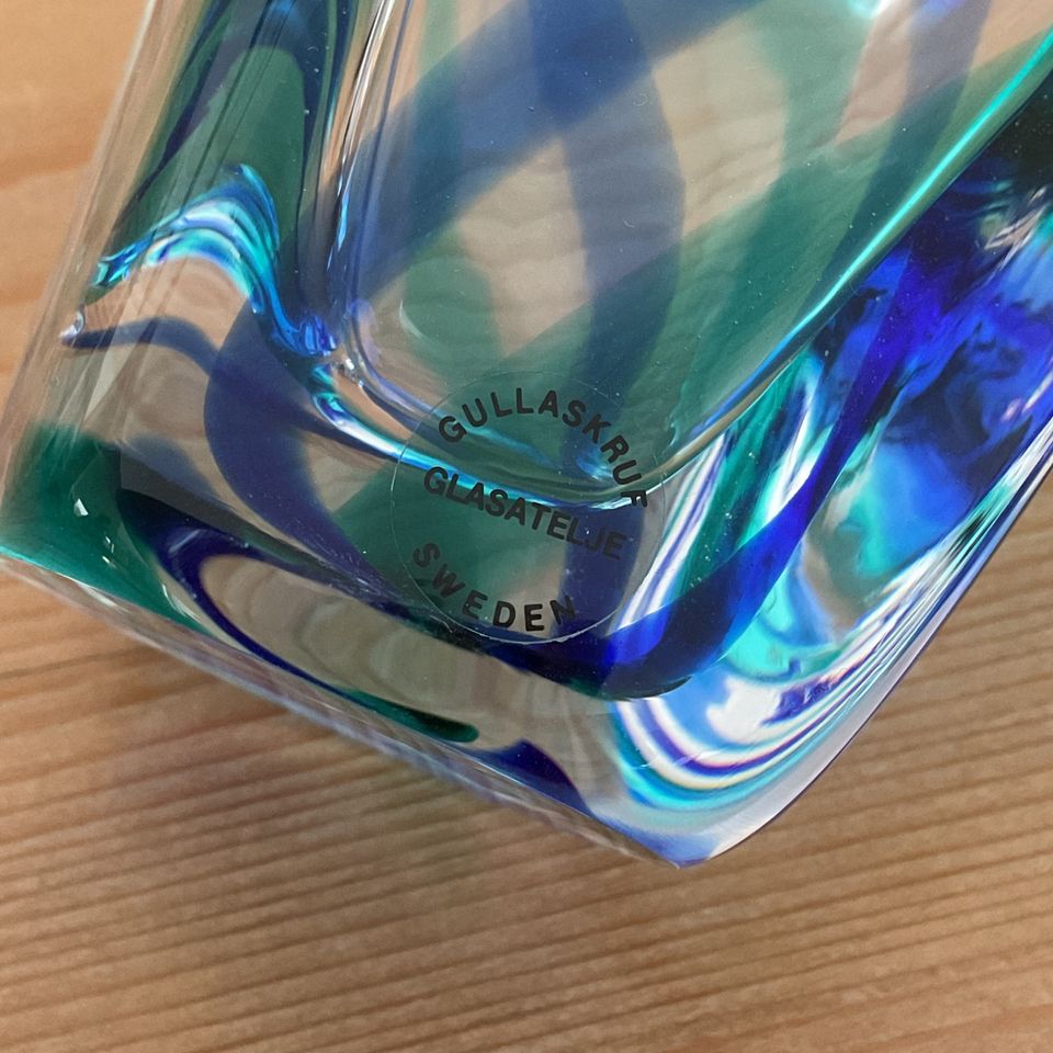 Glas Vase Gullaskruf Schweden Design Kuchinke Blau Türkis TOP! in Velbert