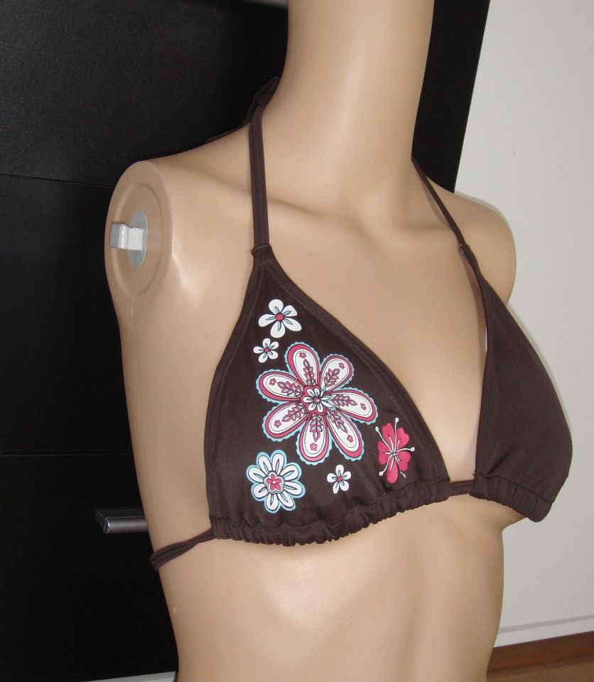 Braunes Blumen Triangel Bikini Oberteil Gr 34 Cup A/B - NEU - in Dormagen