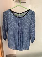 Bluse Shirt blau gemustert mit Kunstledereinfassungen Bayern - Ebnath Vorschau