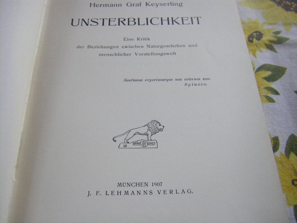 Graf Hermann Keyserling 1907 Unsterblichkeit Erstausgabe in Merkendorf