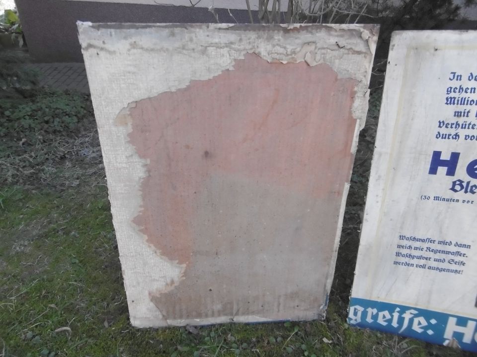 altes Pappschild Schild Reklameschild Henko - kein Emailschild - in Roßwein