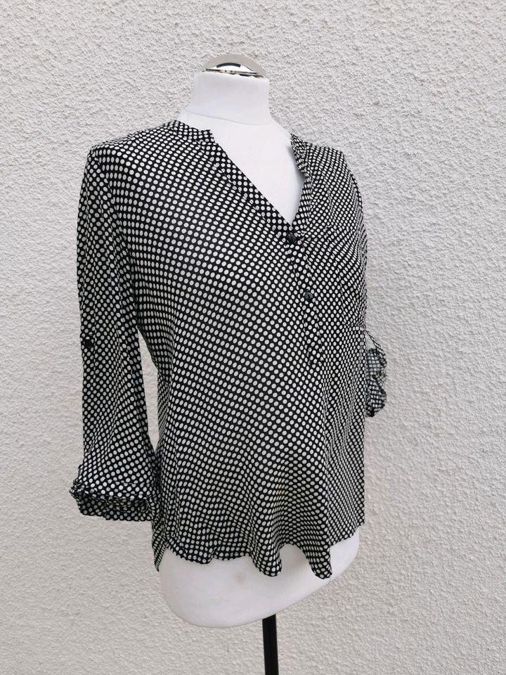 Atmosphere Viskose Bluse Blusenshirt schwarz weiß Punkte Gr.38 in Ebermannstadt