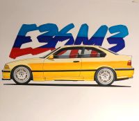 BMW E36 m3 Coupe gelb Motorsport Unikat selbstgemaltes Bild Niedersachsen - Friesoythe Vorschau