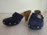 Scholl Holz Pantoletten Sabots Gr 37 dunkelblau Wildleder Clogs Stuttgart - Möhringen Vorschau