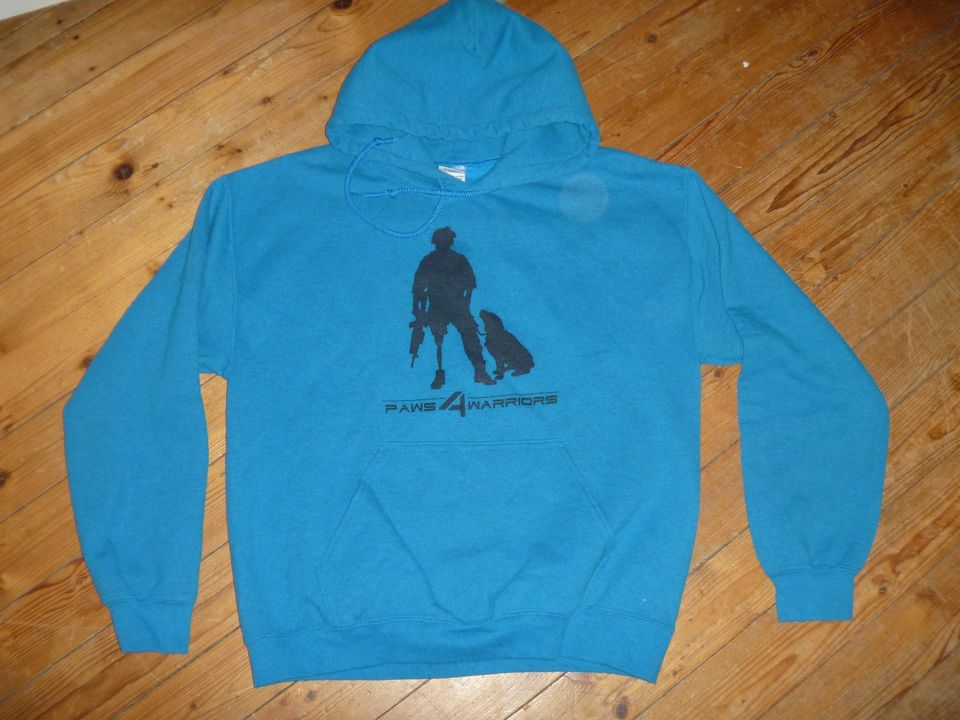 Hoodie, Kapuzenpullover, Pulli, Hund, Warrior, Gr. M, Gildan in Weihenzell