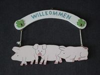 Schild Willkommen Dekoration Holz Schweine Baden-Württemberg - Lörrach Vorschau