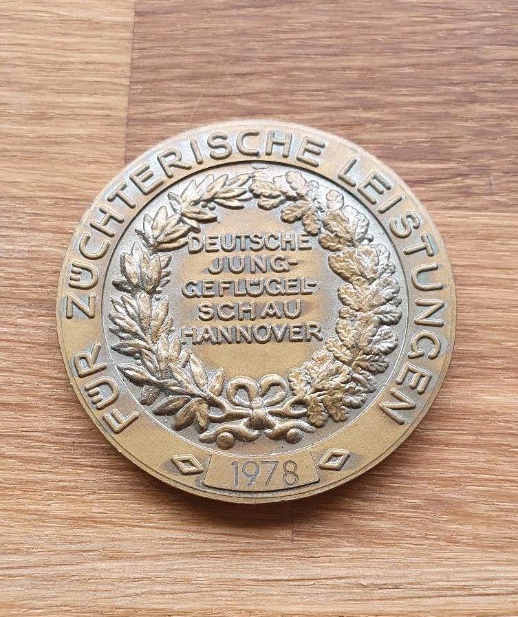 Medaille, Münze, Rassegeflügel, Geflügelschau, Dortmund, Hannover in Quakenbrück