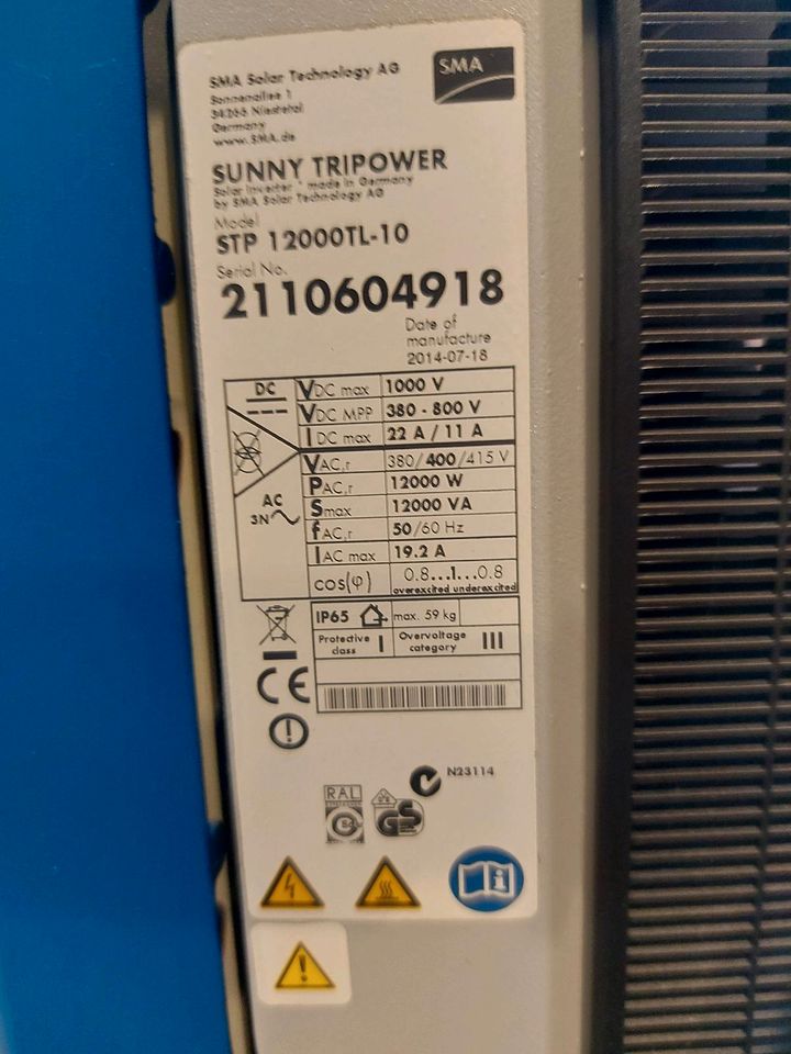 Wechselrichter Sunny Tripower Model STP 12000TL-10 in Döhlau