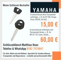 Yamaha Motorrad Schlüssel fräsen, nachmachen bzw. kopieren Bayern - Bayreuth Vorschau
