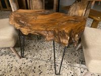 Couchtisch Teakholz natur & Metallfüße schwarz, B 90 cm Thüringen - Ronneburg Vorschau