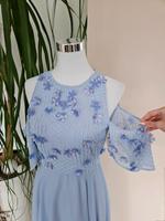 Cocktailkleid 3D-Blumen Perlen Blüten ashblau offshoulder Nordrhein-Westfalen - Goch Vorschau
