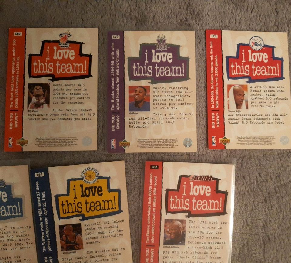 7 NBA Karten upper-deck 95-96 I love this team in Freiburg im Breisgau