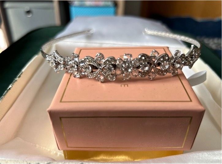 Diadem, Haarreifen Silber Hochzeit Kopfschmuck, Harrschmuck in Anklam